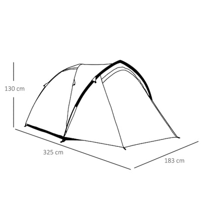 Outsunny Dome Tent for 3-4 Person Family Tent with Large Windows Waterproof Green 