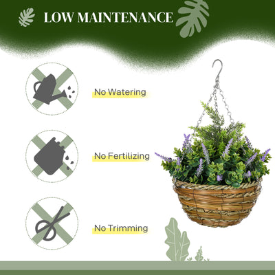 Outsunny Set of Two Artificial Hanging Lavender Flower Pots - Purple 