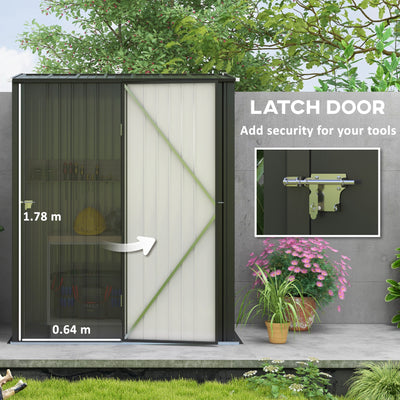 Outsunny 5.3 x 3.1ft Corrugated Steel Garden Shed - Black 