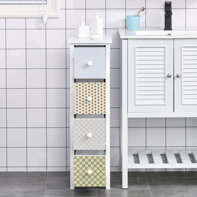 HOMCOM Chest of Drawers, 4 Drawer Dresser, Storage Organizer Toilet Tissue Cabinet for Bedroom, Bathroom 