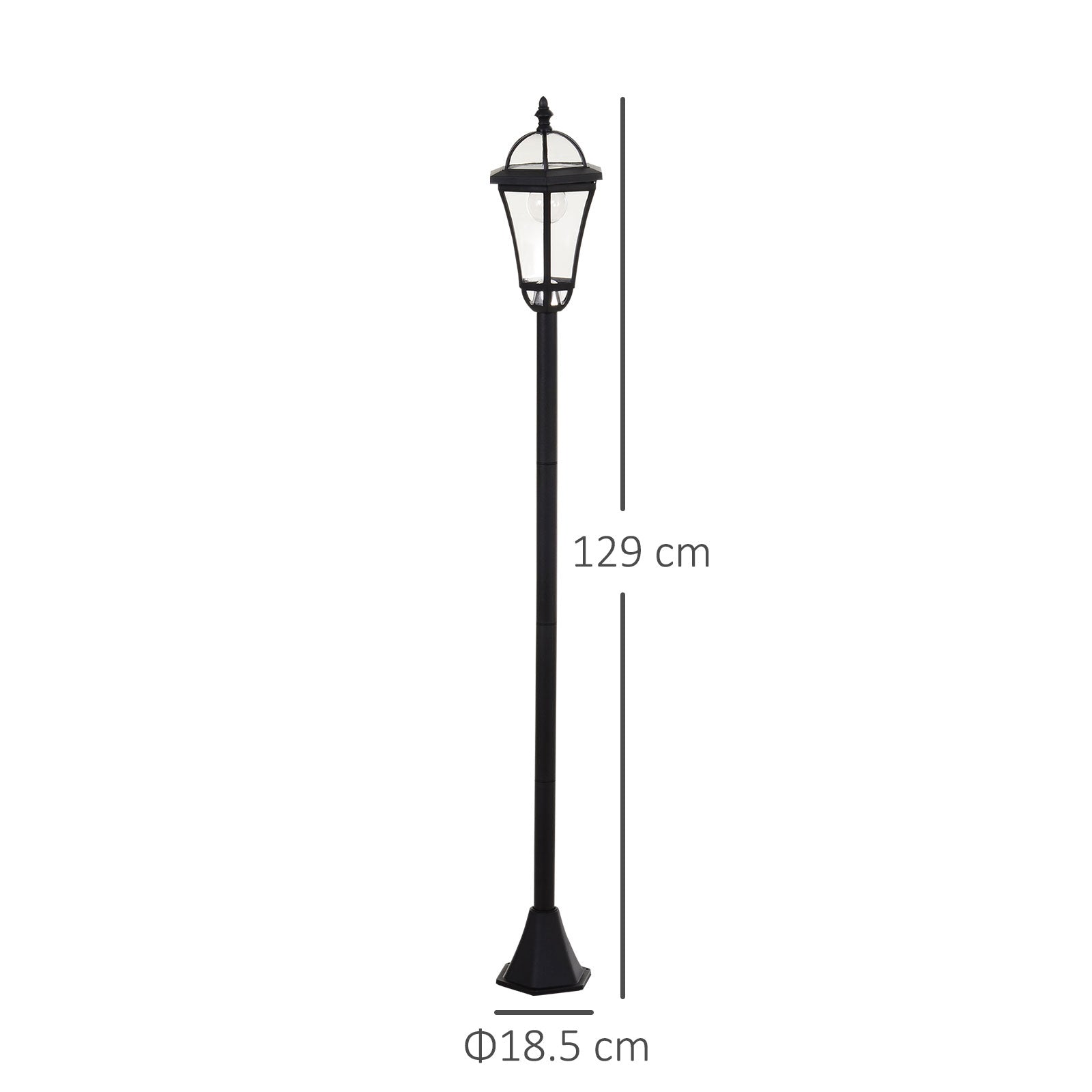Outsunny 2 PCS LED Garden Lights Lamp Post Solar Powered Lantern Patio Pathway Walkway Outdoor Water-Resist Auto Switch 6 Hours Black 
