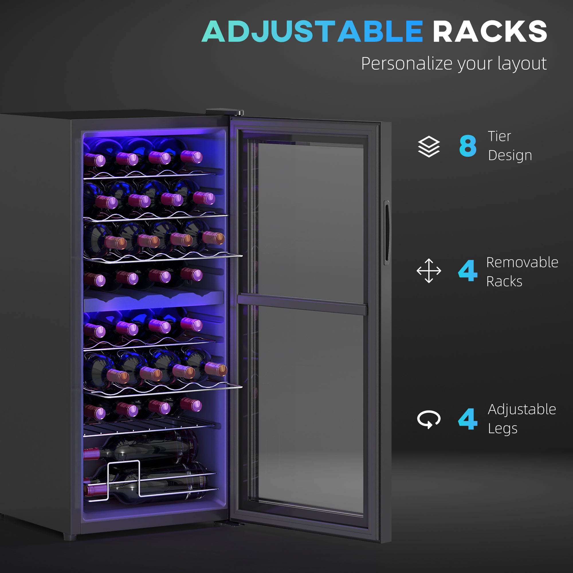 HOMCOM 32 Bottle Dual Zone 5-18\'e2\'84\'83 Wine Fridge - Black 