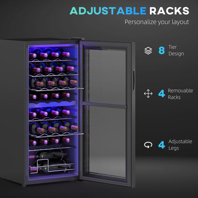 HOMCOM 32 Bottle Dual Zone 5-18\'e2\'84\'83 Wine Fridge - Black 