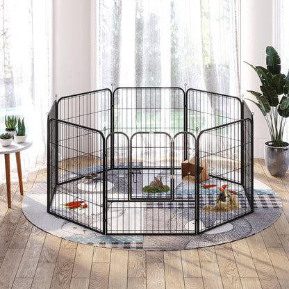 PawHut 8 Panels Heavy Duty Puppy Playpen, for Small and Medium Dogs, Indoor and Outdoor Use - Black 