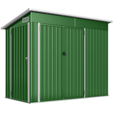 Outsunny 7.5 x 4.3ft Metal Garden Storage Shed, Waterproof Outdoor Shed with Triple Lockable Door, Gloves, Vents, Green 
