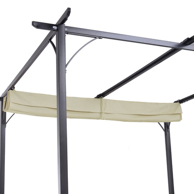 Outsunny 3 x 3(m) Metal Pergola with Retractable Roof, Garden Gazebo Metal Pergola Canopy. Outdoor Sun Shade Shelter for Party BBQ, Beige 