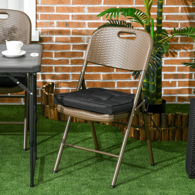 Outsunny Set of 4 Garden Seat Cushion with Ties, 42 x 42cm Replacement Dining Chair Seat Pad, Black 