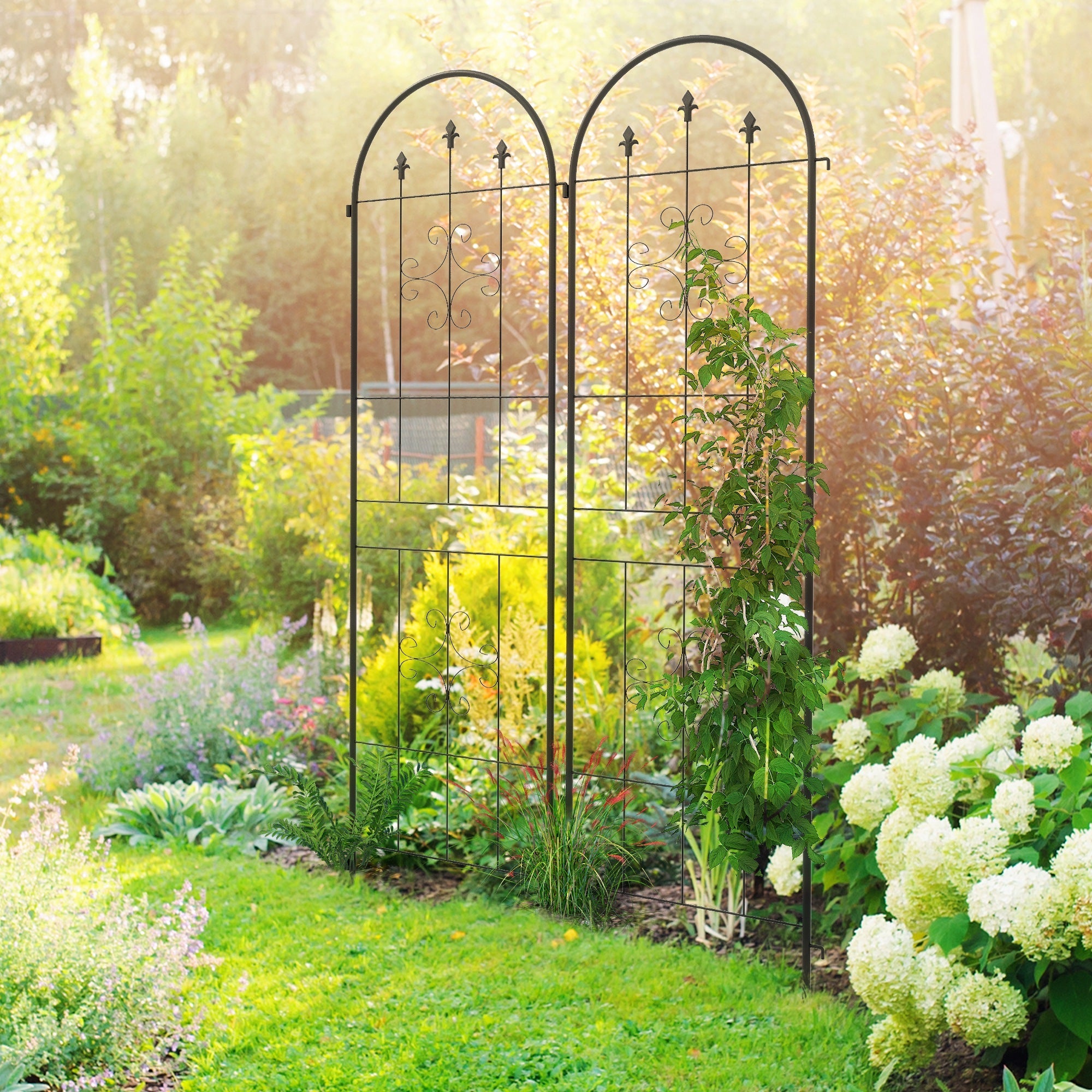 Outsunny Set of Two Spiral Anchor Garden Trellis Panels 