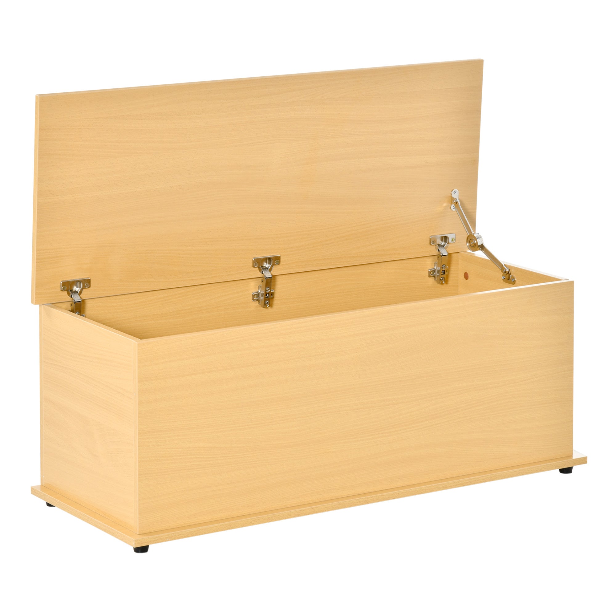 HOMCOM 113L Storage Chest, Storage Box with Flip-Top Lid and 2 Safety Hinges, Storage Trunk for Living Room, Entryway, 100 x 40 x 40 cm, Burlywood 