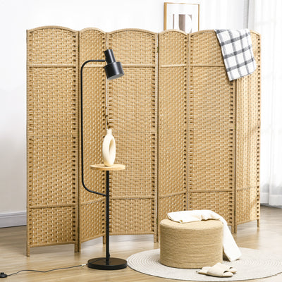 HOMCOM 6 Panel Folding Room Divider, Freestanding Privacy Screen for Living Room, Bedroom and Office, 240 x 170cm, Natural 