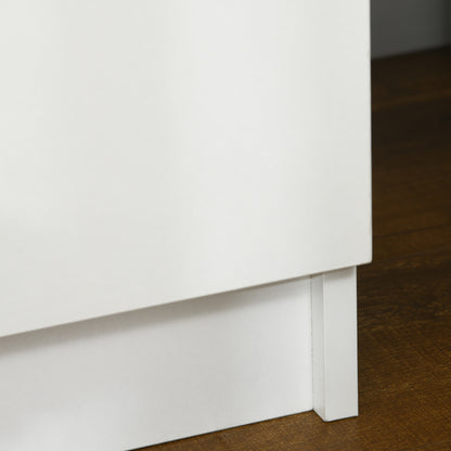HOMCOM White Bedside Table with LED Light, High Gloss Front Nightstand with 2 Drawers, for Living Room, Bedroom 