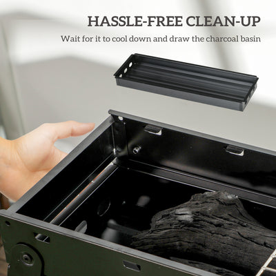 Outsunny Foldable Charcoal Grill - Black 
