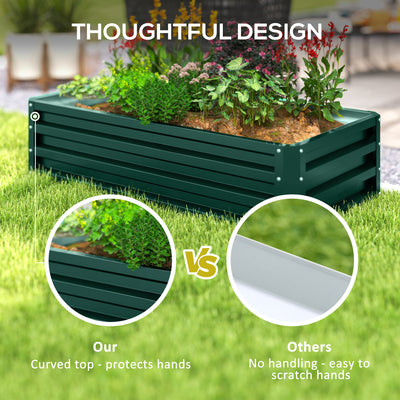Outsunny Raised Beds for Garden, Galvanized Outdoor Planters, for Herbs and Vegetables, Use for Patio, Backyard, Balcony, Green 