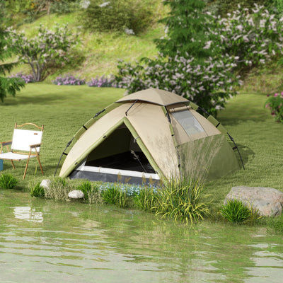 Outsunny Two-Man One Room Camping Tent, with Accessories - Dark Green 