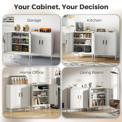 HOMCOM Metal Storage Cabinet with Lock and Adjustable Shelves - White 
