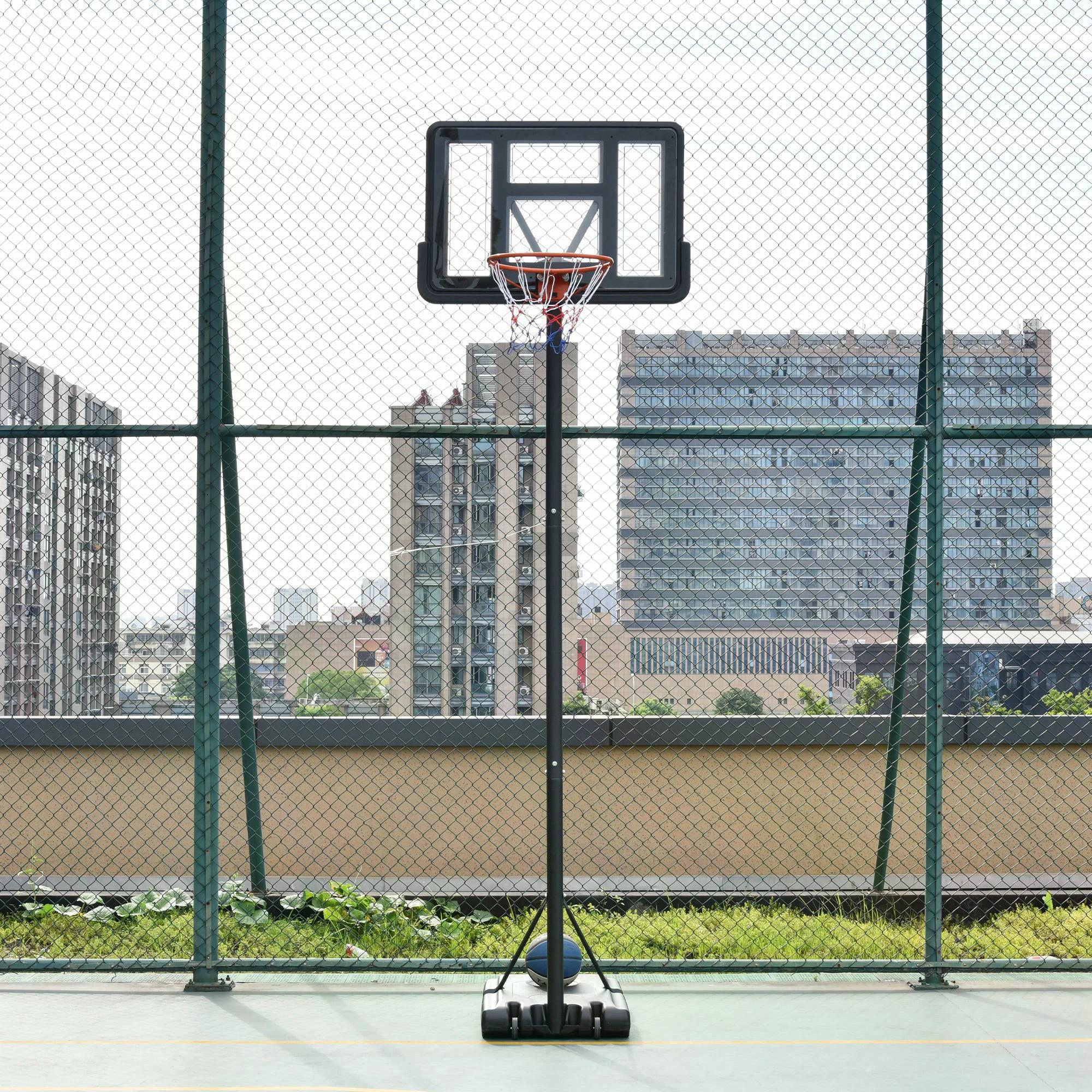 HOMCOM Portable Basketball Hoop Stand 231-305cm Height Adjustable w/ Moving Wheels 