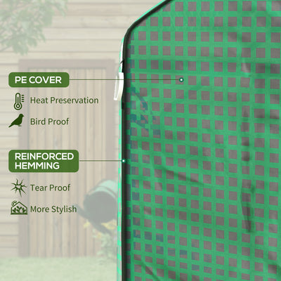 Outsunny Greenhouse Cover Replacement Walk-in PE Hot House Cover with Roll-up Door and Windows, 140 x 143 x 190cm, Green 