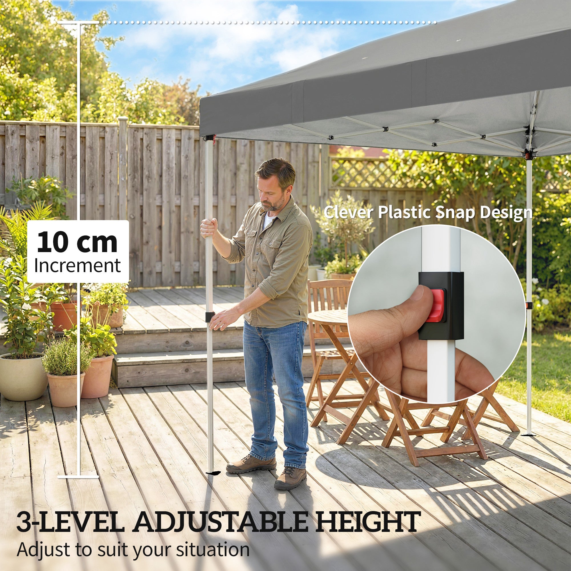 Outsunny 3 x 6 m Pop Up Canopy with UV50+ Protection Garden Gazebo with 6 Sidewalls, Dark Grey 