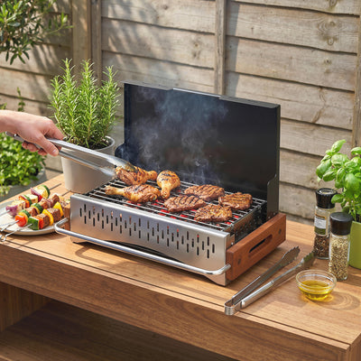 Outsunny Portable BBQ Grill, Folding Charcoal Barbecue Grill with Removable Charcoal Basin for Camping Picnic Garden Party, Black 