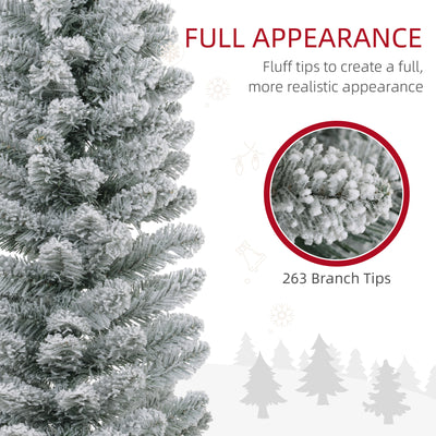 HOMCOM 5ft Artificial Snowy Pencil Christmas Tree - White 