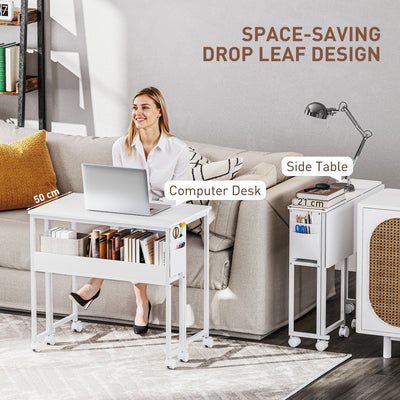 HOMCOM 80 cm Drop Leaf Writing Work Desk - White 