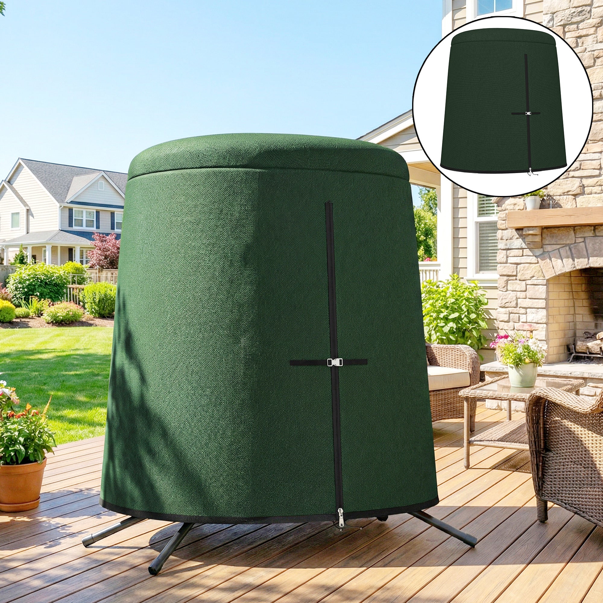 Outsunny 196 x 230 cm Hanging Egg Chair Protective Cover - Green 