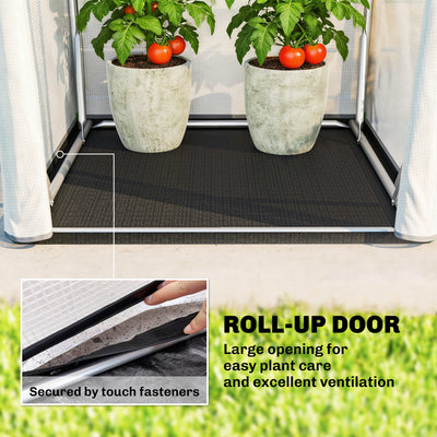 Outsunny Mini Greenhouse, Portable Green House with Roll-Up Door, PE Base, Small Greenhouse, 100 x 100 x 195 cm, White 