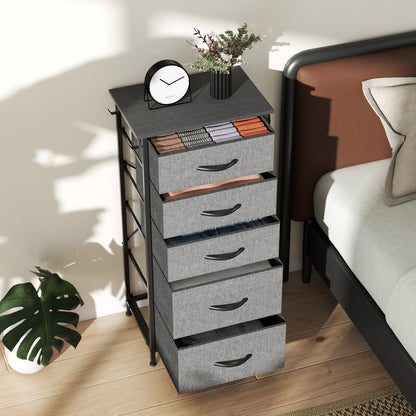 HOMCOM Chest of Five Fabric Drawers - Charcoal Grey