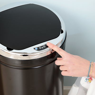 HOMCOM 50L Sensor Bin for Kitchen Waste Automatic Dustbin Motion Detection Dustbin  Stainless Steel Rubbish Can with Bucket, Black 