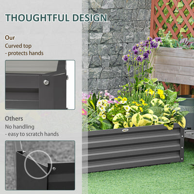 Outsunny 432L Square Raised Garden Bed Box Steel Frame for Vegetables, Flowers and Herbs, 120 x 120 x 30cm, Light Grey 