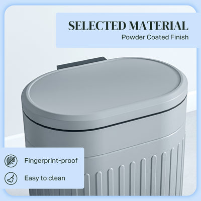HOMCOM 20L Metal Kitchen Bin, with Soft-Close Lid - Grey 