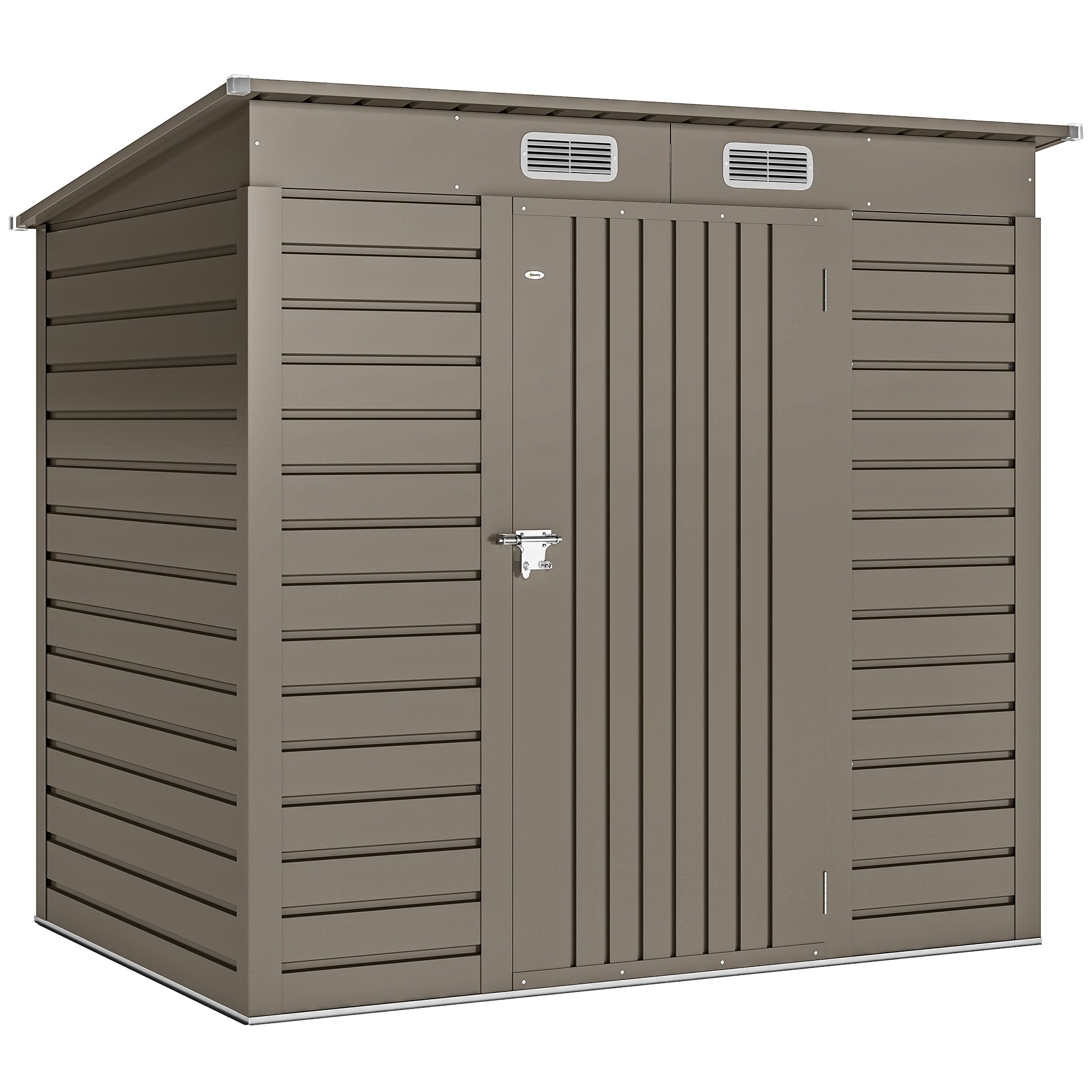 Outsunny 4 x 6ft Galvanised Metal Garden Shed, with Locking Door - Grey 