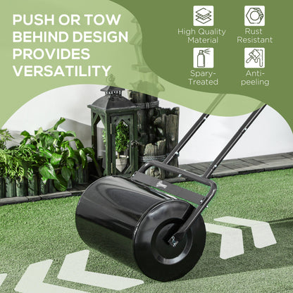 Outsunny 38L Fillable Cylinder Steel Lawn Roller - Black 
