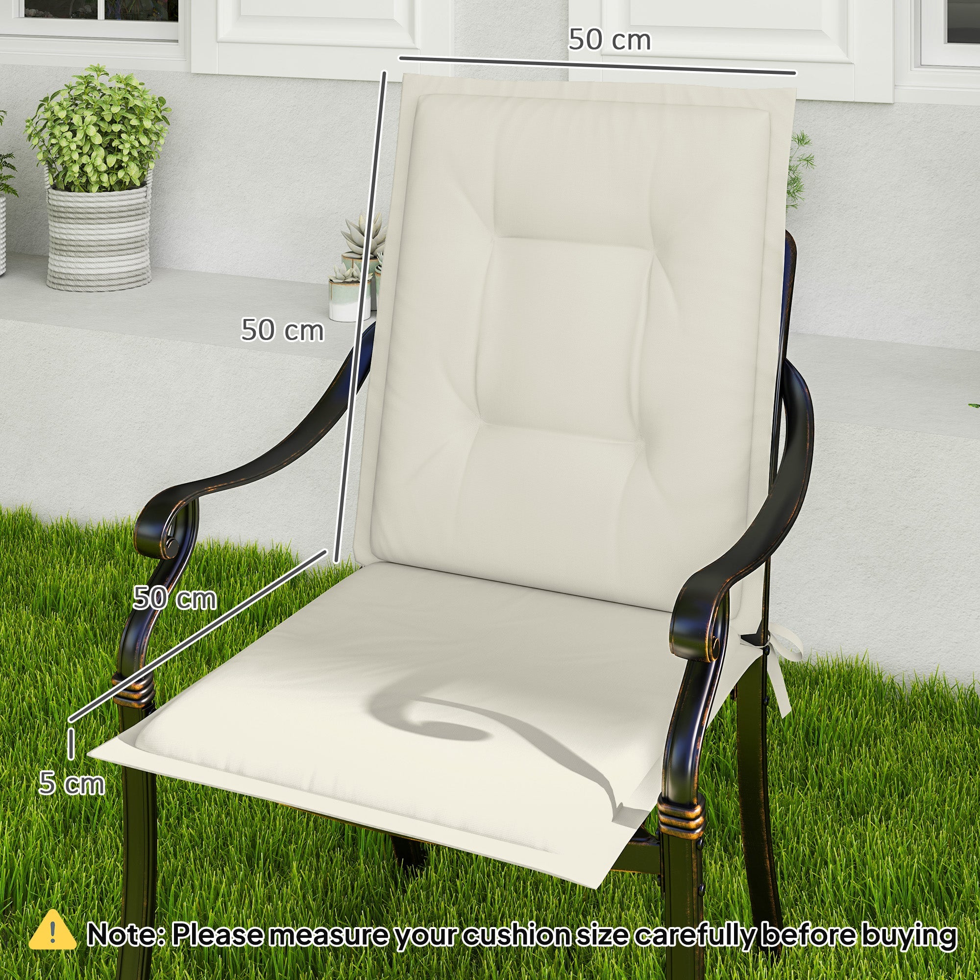 Outsunny Set of Four Padded Garden Seat Cushions - White 