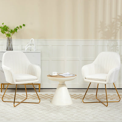 HOMCOM Set of Two Sherpa Fleece Dining Chairs - Cream 
