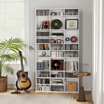 HOMCOM CD Storage Unit with Adjustable Shelves, 102 x 195 cm, Marble Effect 