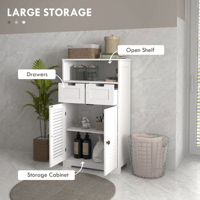 kleankin Three-Part Bathroom Storage Unit, with Shelf, Drawers & Cupboard - White 