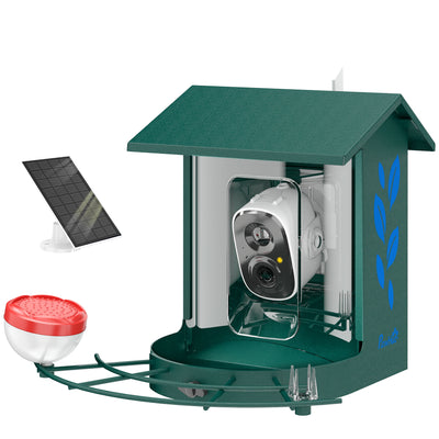 PawHut Smart Bird Feeder Camera 2K HD with AI Identifies 16,000+ Species, 2K HD Auto Capture Video, APP Instant Notifications 