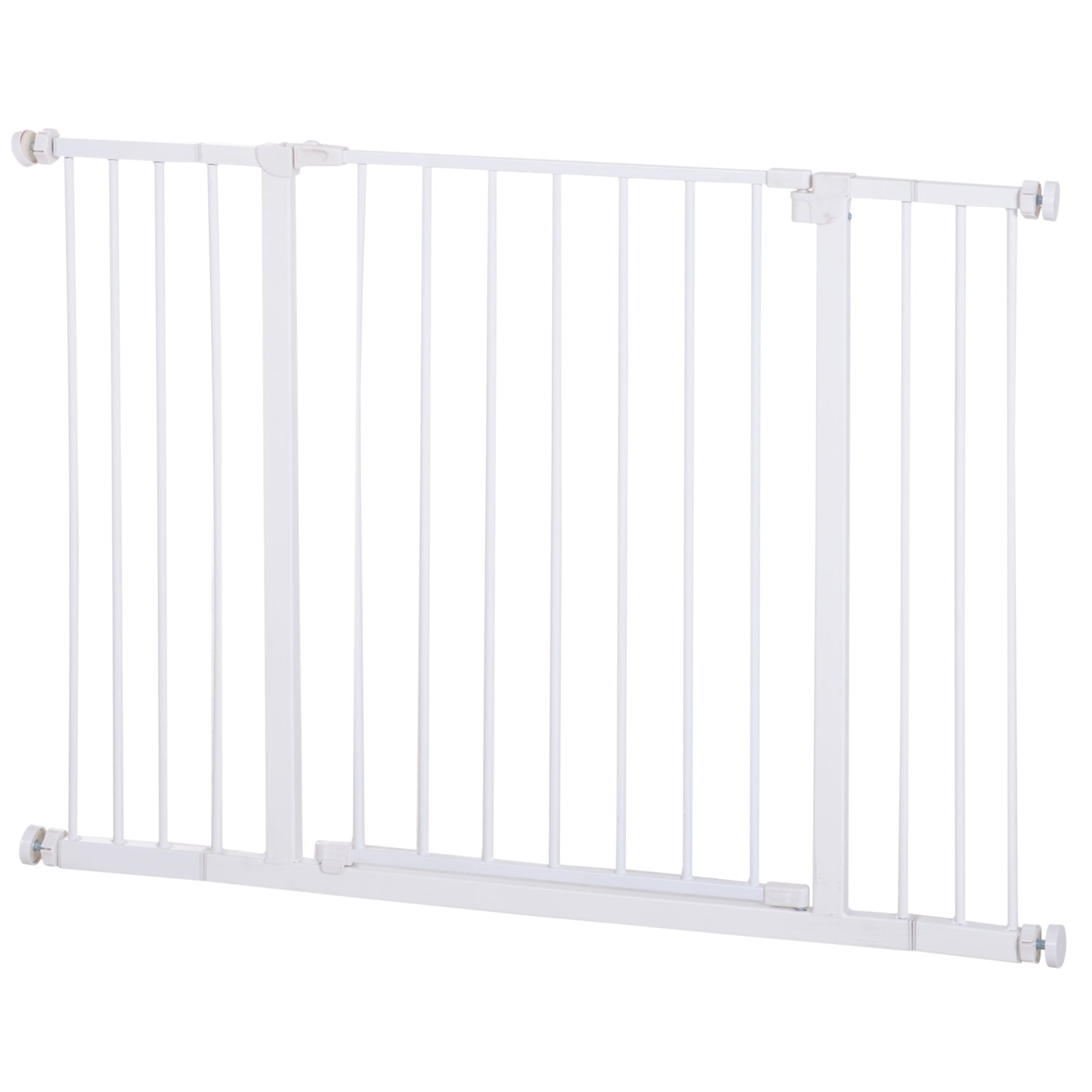 PawHut Dog Gate Pet Safety Gate Stair Barrier Pressure Fit Adjustable 76-82/86-97/101-107 cm, White 