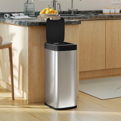 HOMCOM 50L Sensor Bin, Automatic Kitchen Bin, Manual Override, Battery Operated, Inner-Bucket-Free, for Kitchen, Bedroom 