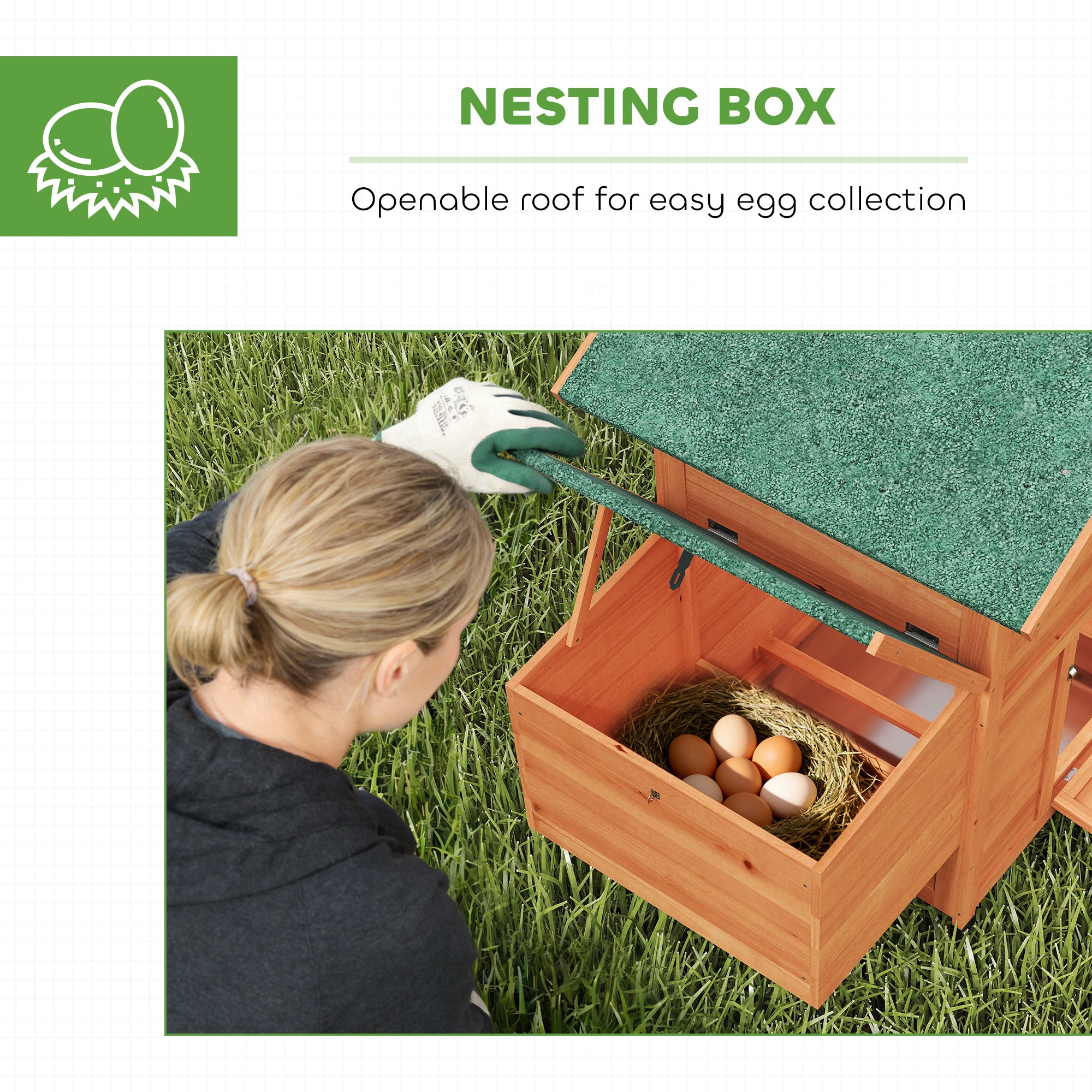 PawHut Chicken Coop, Wooden Hen House with Nesting Box, Pull-Out Tray, Sliding Window, Waterproof Roof, Perches and Ramp 