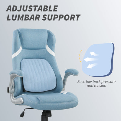 Vinsetto Linen-Look Office Chair, with Adjustable Height and Tension - Blue 
