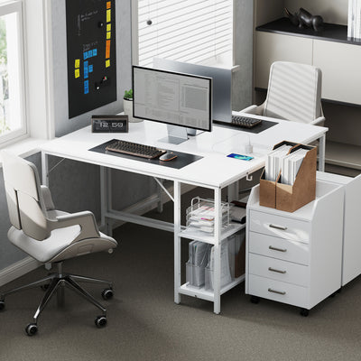 HOMCOM 120 x 60 cm Computer Desk with Power Outlets and Reversible Shelves - White 