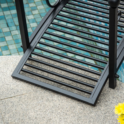Outsunny 102L x 48W x 49H Classic Metal Garden Bridge with Safety Railings Arc Footbridge Decorative Pond Bridge for Backyard Creek Stream, Black 