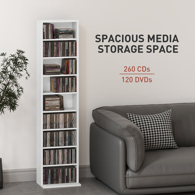 HOMCOM 260 Narrow CD Storage Unit - White 