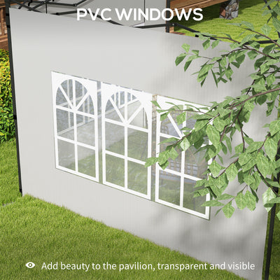 Outsunny Gazebo Side Panels, Sides Replacement with Window for 3x3(m) or 3x6m Gazebo Canopy, 2 Pack, White 
