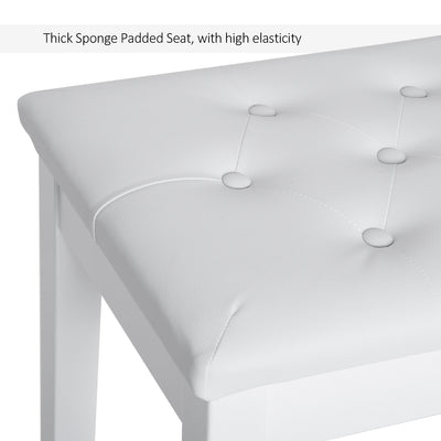 HOMCOM PU Leather Upholstered Piano Stool Makeup Stool Bench Dressing Table Seat with Storage 76x36x50cm, White 