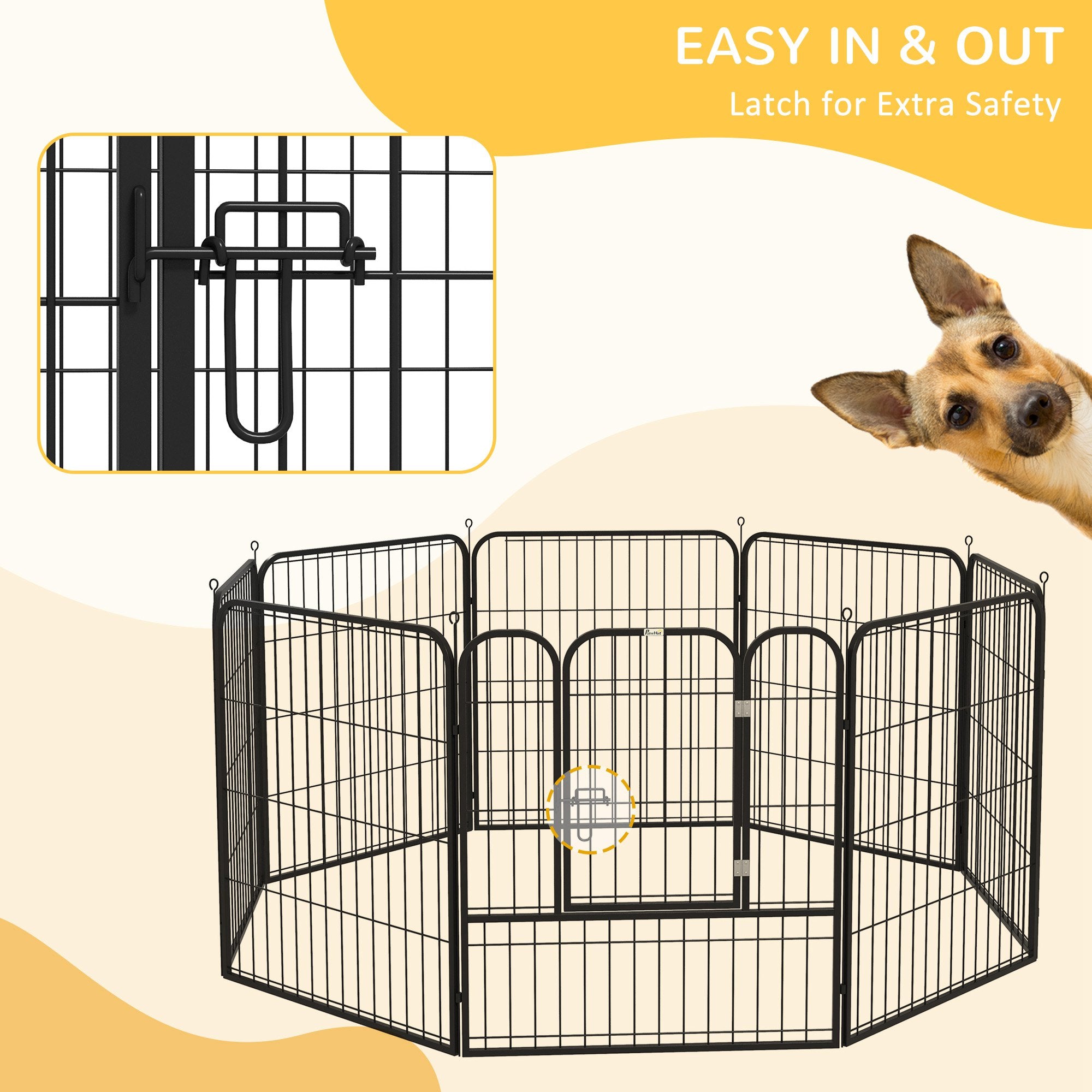 PawHut 8 Panels Heavy Duty Puppy Playpen, for Small and Medium Dogs, Indoor and Outdoor Use - Black 
