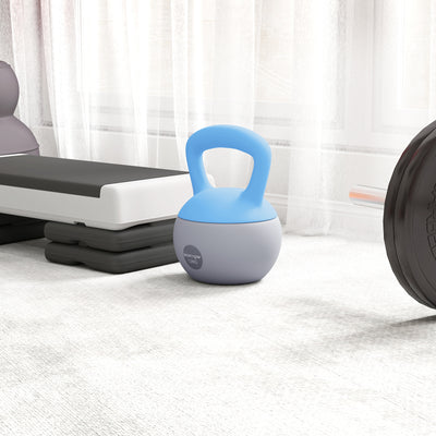 SPORTNOW 12KG Soft Kettlebell, Kettlebell with Non-Slip Handle for Home Gym, Weight Lifting, Strength Training, Light Blue/Grey 