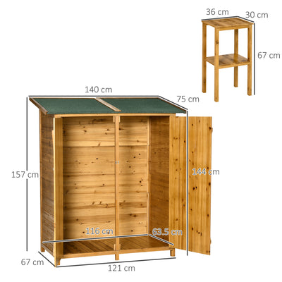 Outsunny 139 x 75 Fir Wood Garden Shed, with Asphalt Roof - Natural 